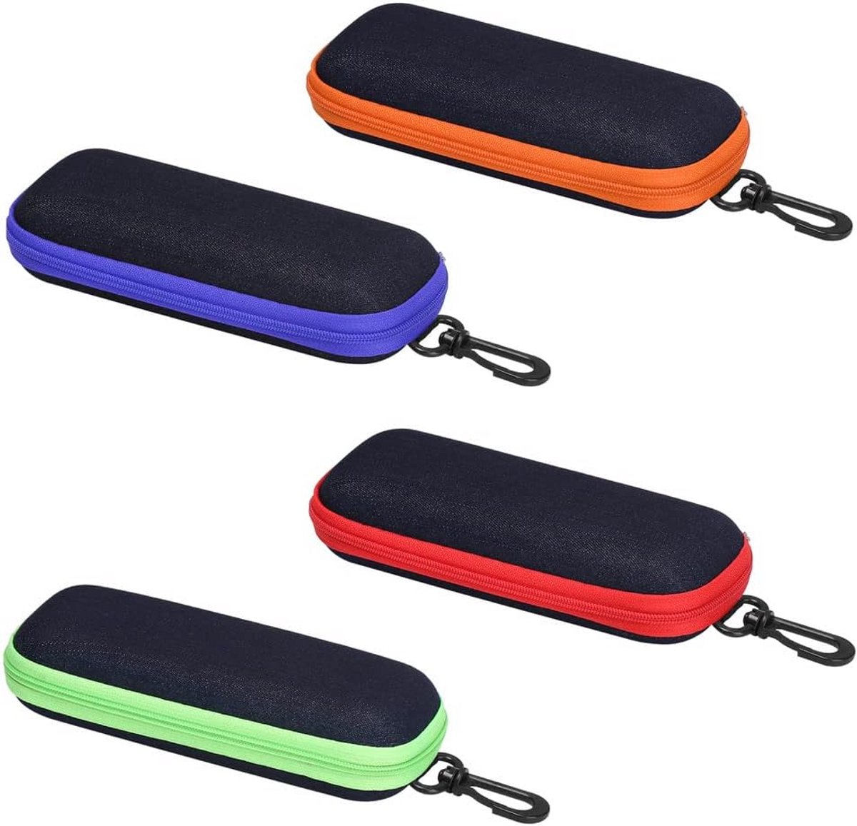 4 Stuks Zachte Brillenkokers Set - Draagbare Hardcase voor Zonnebrillen en Brillen - Inclusief Rood, Groen, Blauw, Oranje