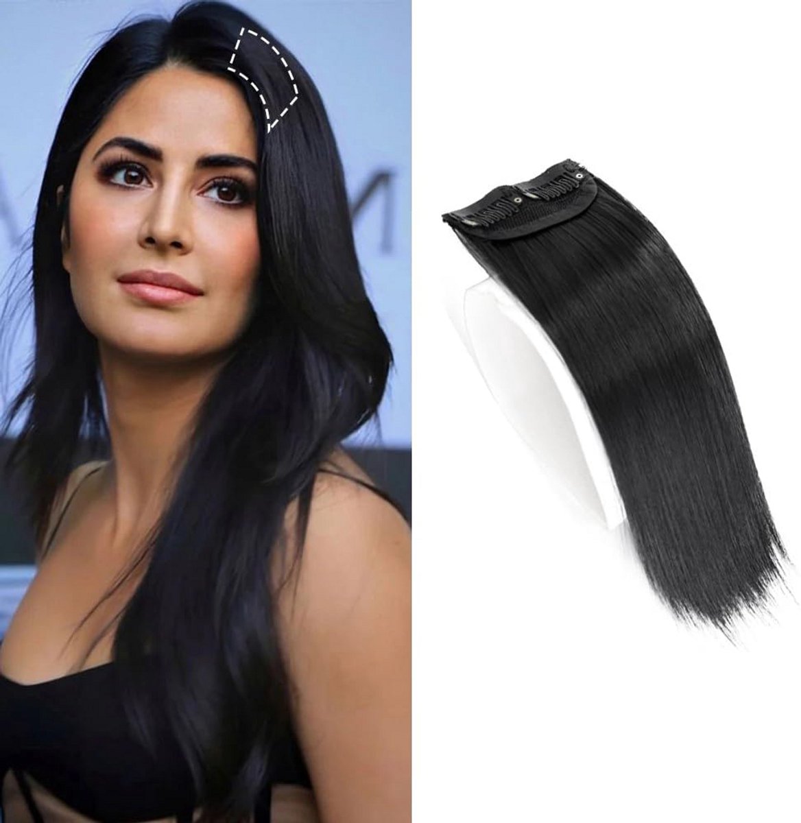 One Piece Clip-In Haarverlenging Real Hair Haarstuk Zwart