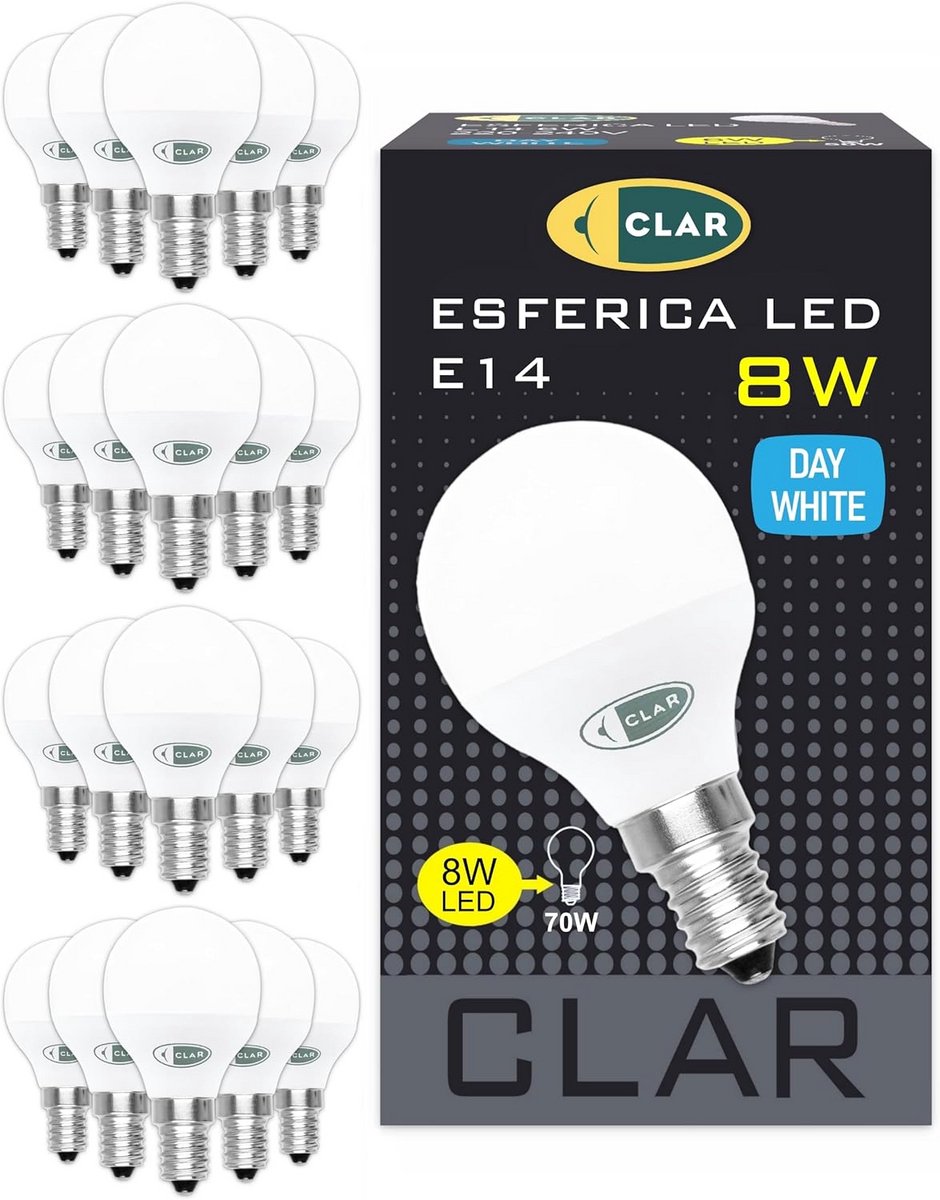 20-Pack E14 LED Lampen 8W Neutraal Wit 4000K Energiezuinig