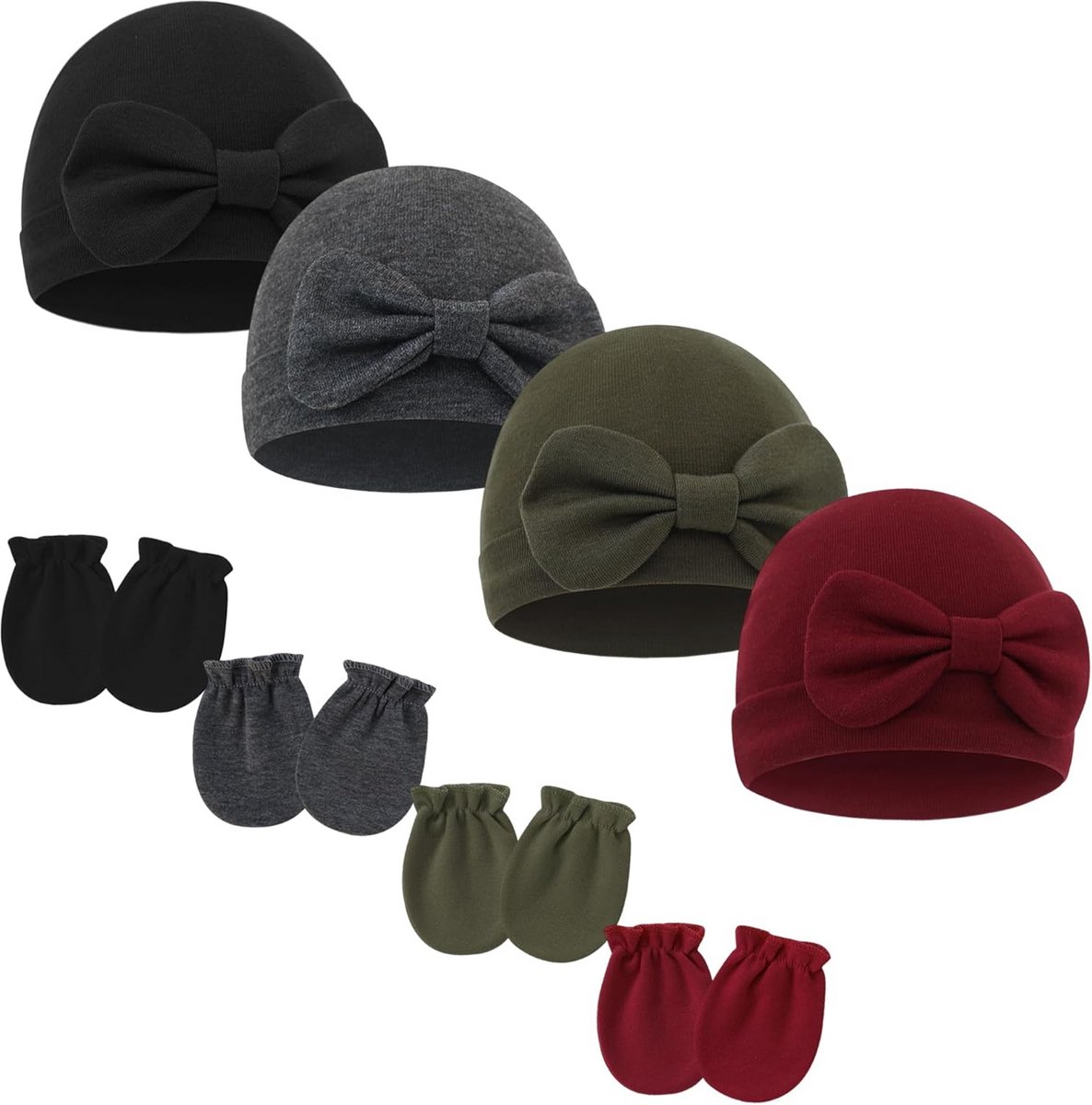 Schattige Muts en Anti-krab Wantjes Set voor Pasgeboren Baby's (0-6 Maanden)