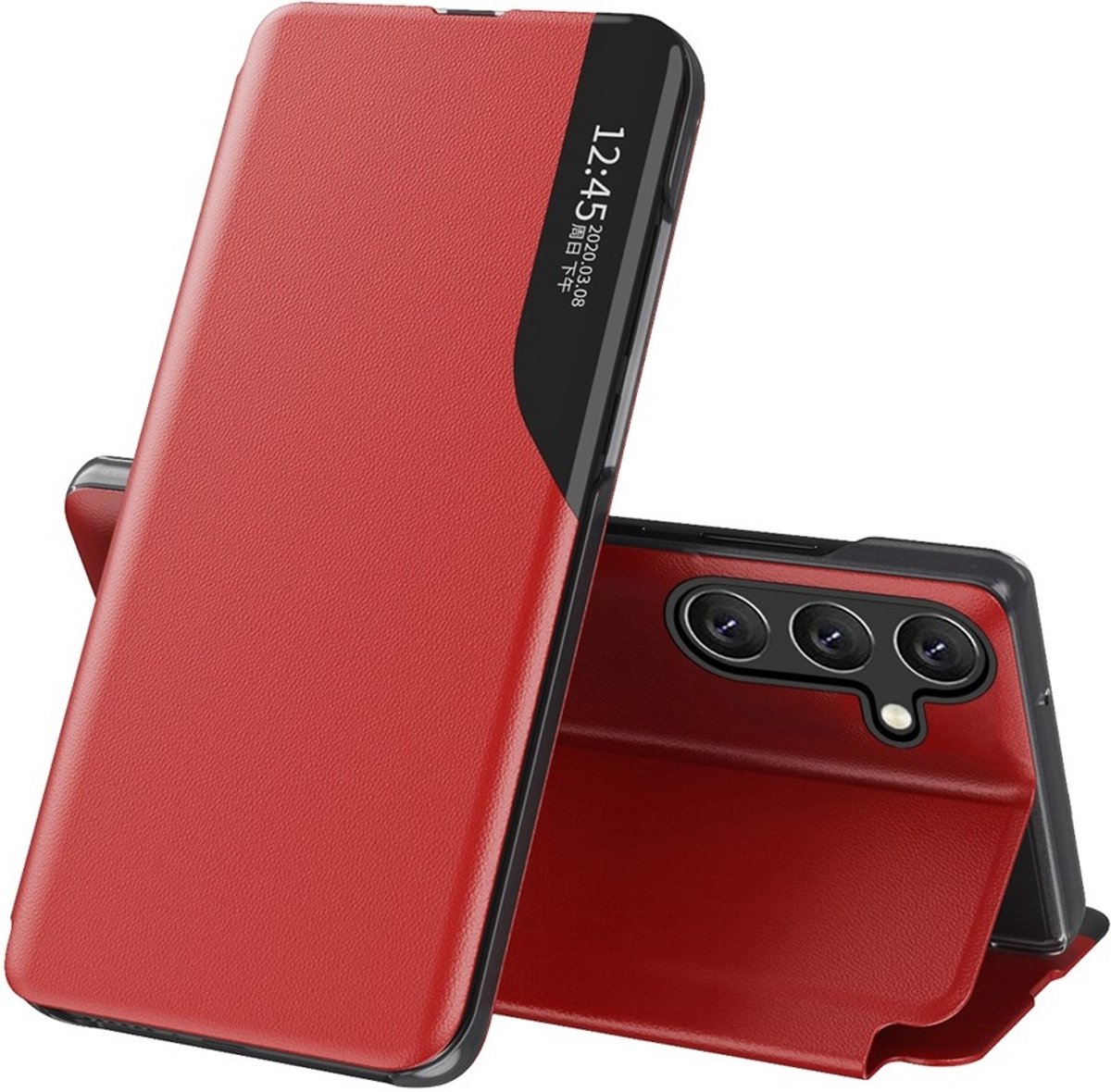 Hoesje geschikt voor Samsung Galaxy A35 - Phonesta Smart View Side Book Case - Rood