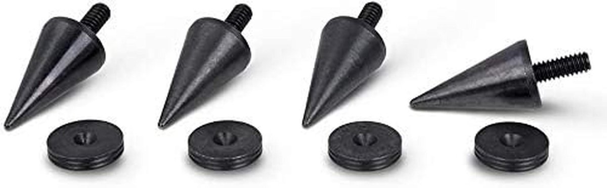 4x Luidspreker Spikes M6 - Gezwart Stalen Boxen Spikes met Onderleggers voor Betere Geluidskwaliteit