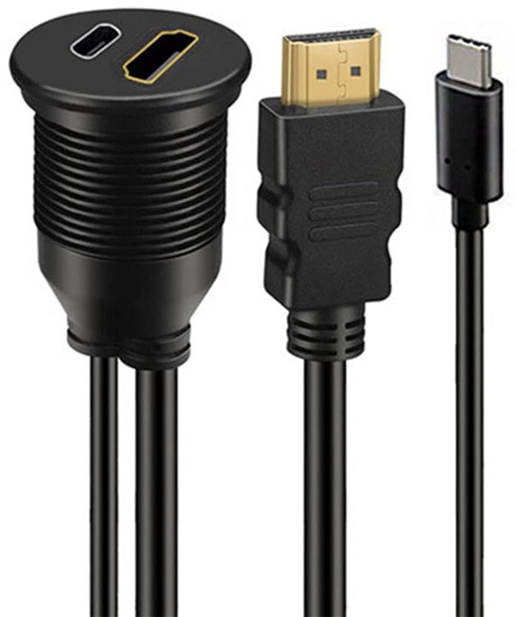 USB-C & HDMI 4K Inbouw Verlengkabel - Waterdicht Dashboard Kabel voor Auto en Boot