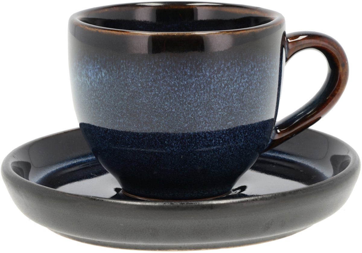 BITZ Espresso met Schaaltje Dia 5,5 x 5 cm 7 cl Donkerblauw/Zwart