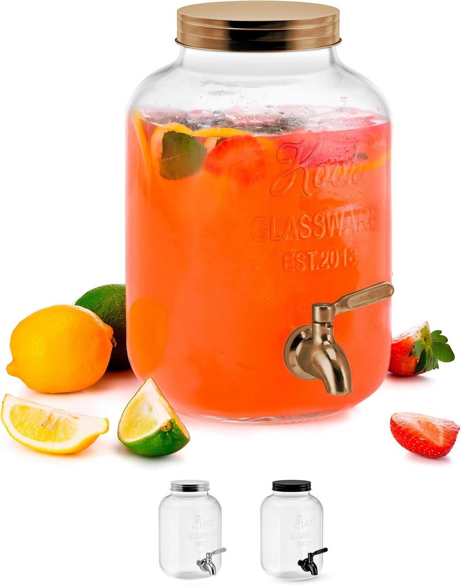 Glazen Drankdispenser met Kraan - 3,8L Waterkan voor Koelkast - Lekvrije IJsthee en Limonadedispenser