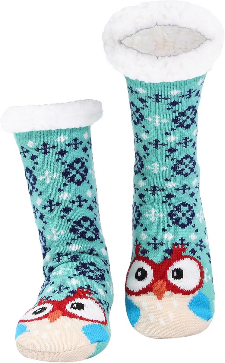 Extra Warme Fleece Pantoffelsokken voor Dames en Meisjes met Antislip