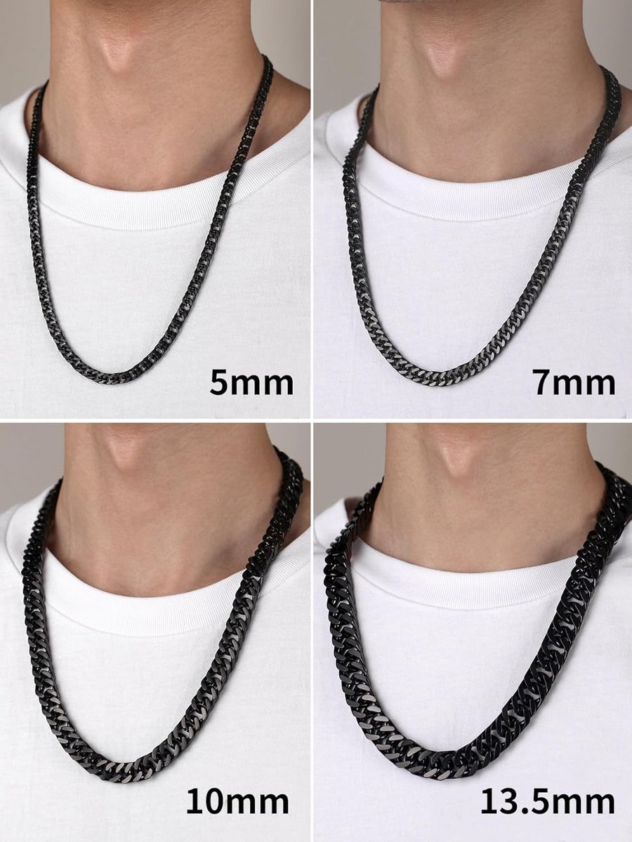 Cubaanse Miami Curb Link Ketting Heren Dames Roestvrij Staal 5 t-m 13mm Breedte