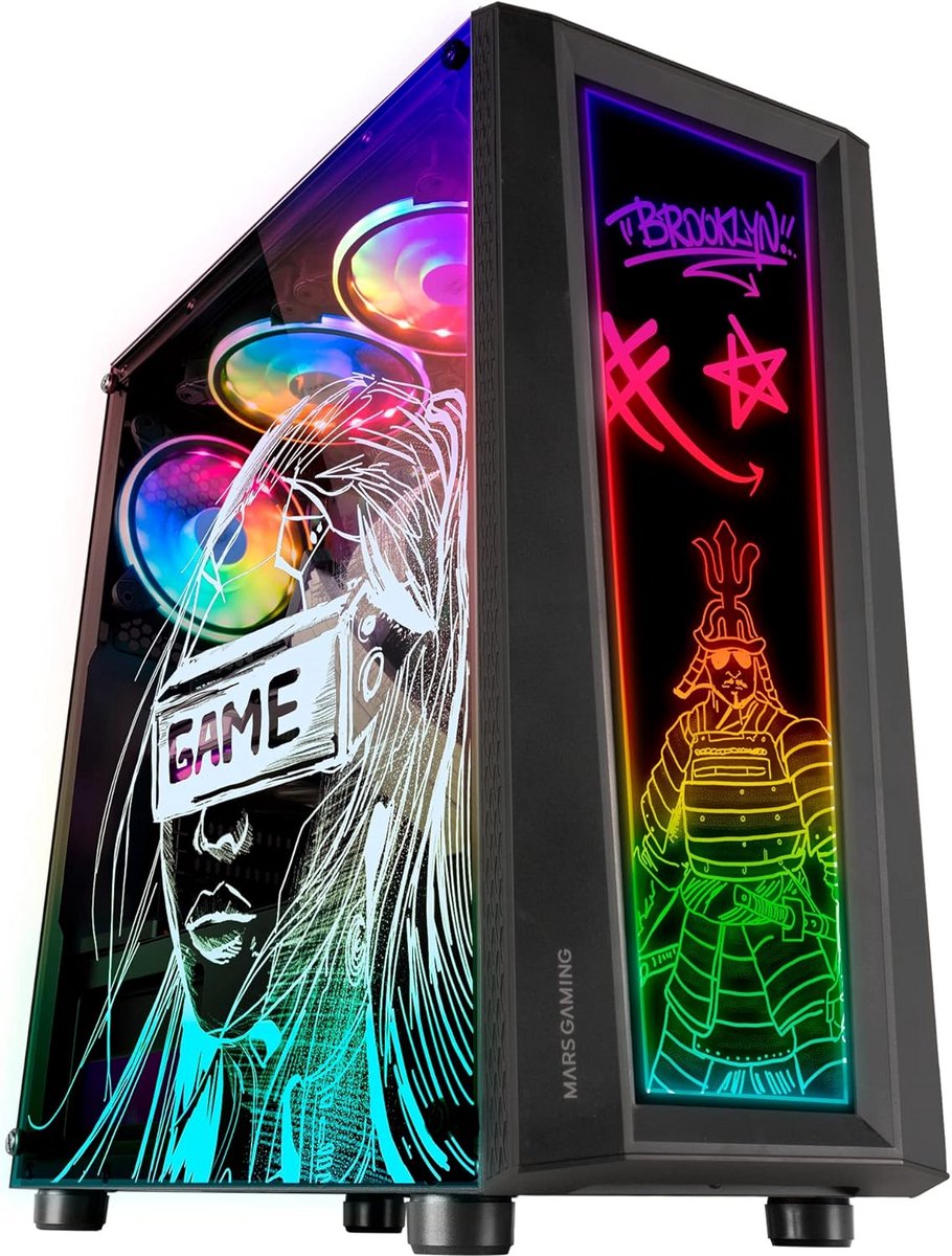 ATX Gaming PC Behuizing met Dubbel Gehard Glas en 12-Mode ARGB Verlichting