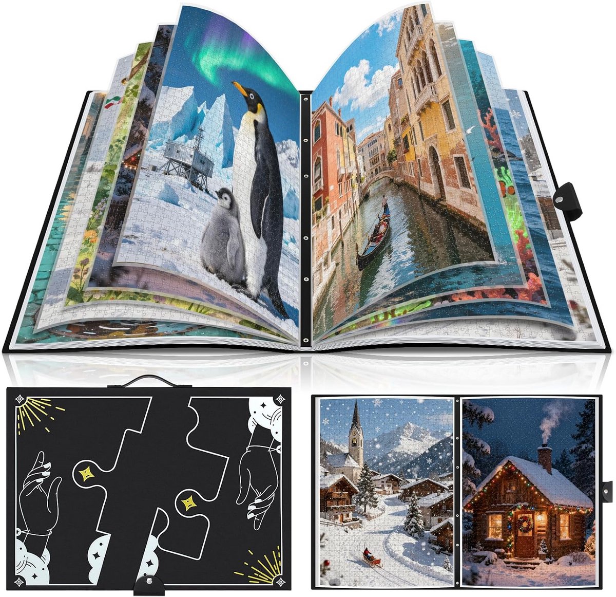 Opbergmap voor Puzzels tot 1000 Stukjes met 26 Vakken - Stofdichte Puzzelorganizer
