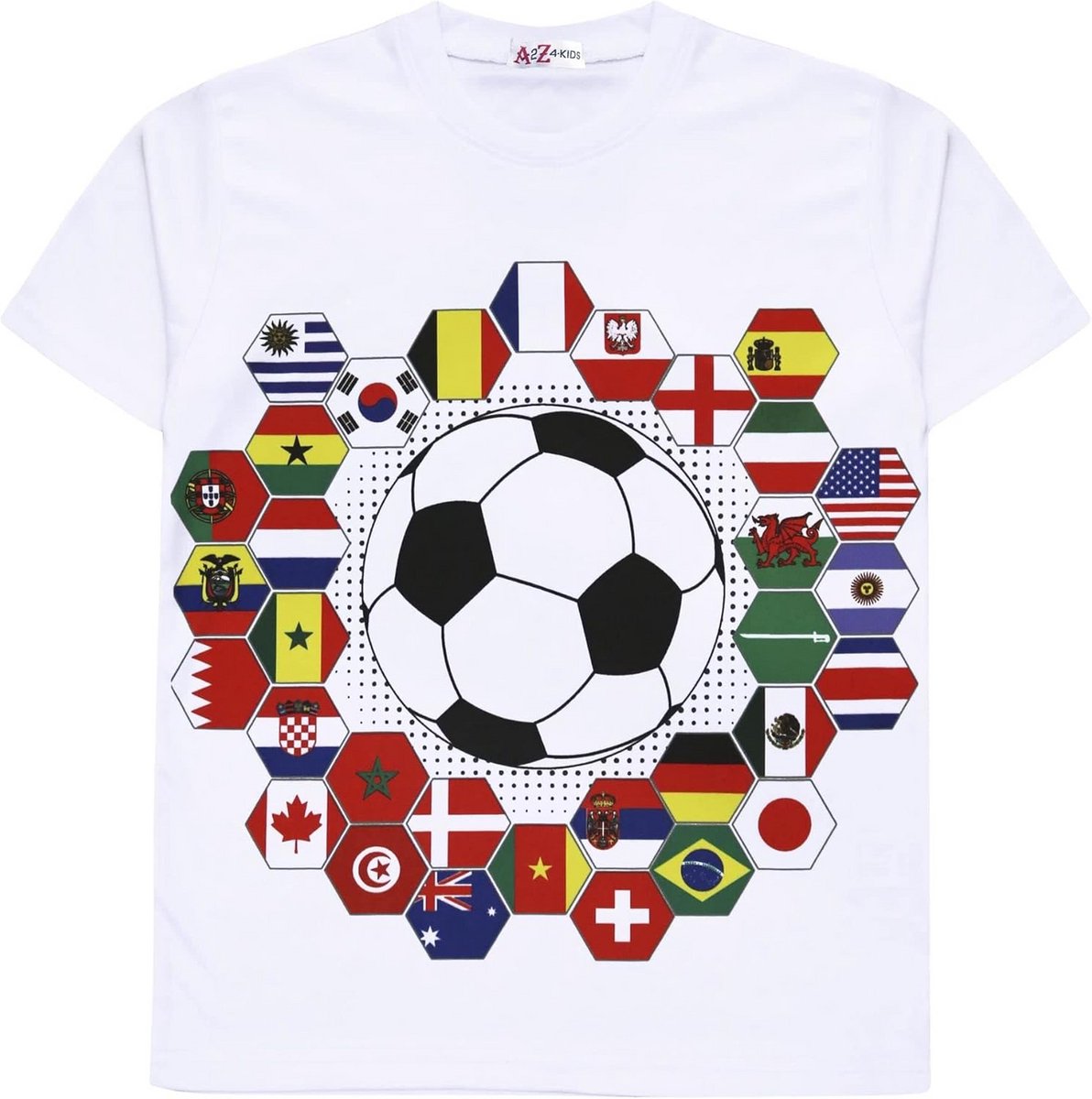 Voetbal WK T-Shirt Kinderen Jongens & Meisjes - Kort Mouw Shirt voor Kids 5-13 Jaar