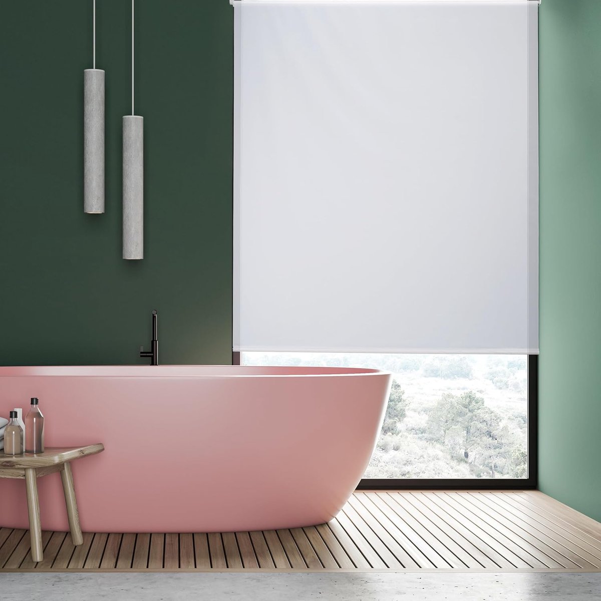 Famanu – Douchegordijn 60 x 240 cm – waterafstotend plafond/raam/douche gordijn (wit)