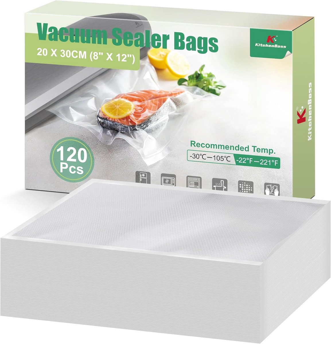 Vacumeerzakken 20x30 cm (120 stuks) - Sterk & Scheurbestendig voor Vacuümsealer en Sous Vide