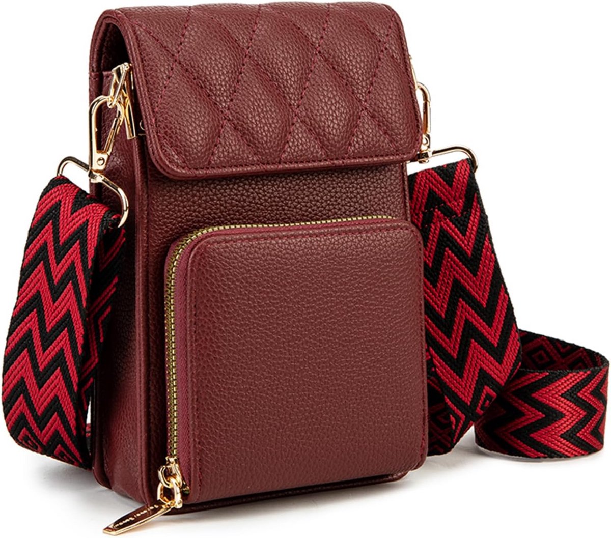 Leren Crossbody Tas Dames met Brede Band - Multifunctionele Schoudertas met Rits