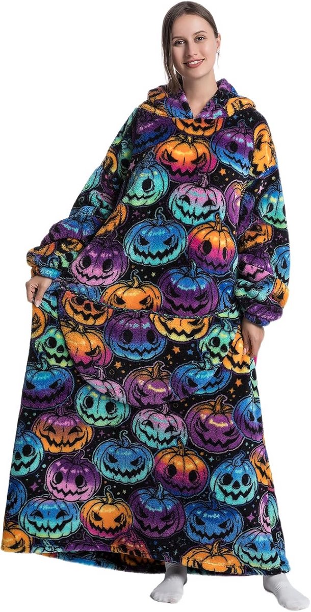 Extra Warme Hoodie Deken met Mouwen en Capuchon - XL Fleece Plaid voor Bank en Bed