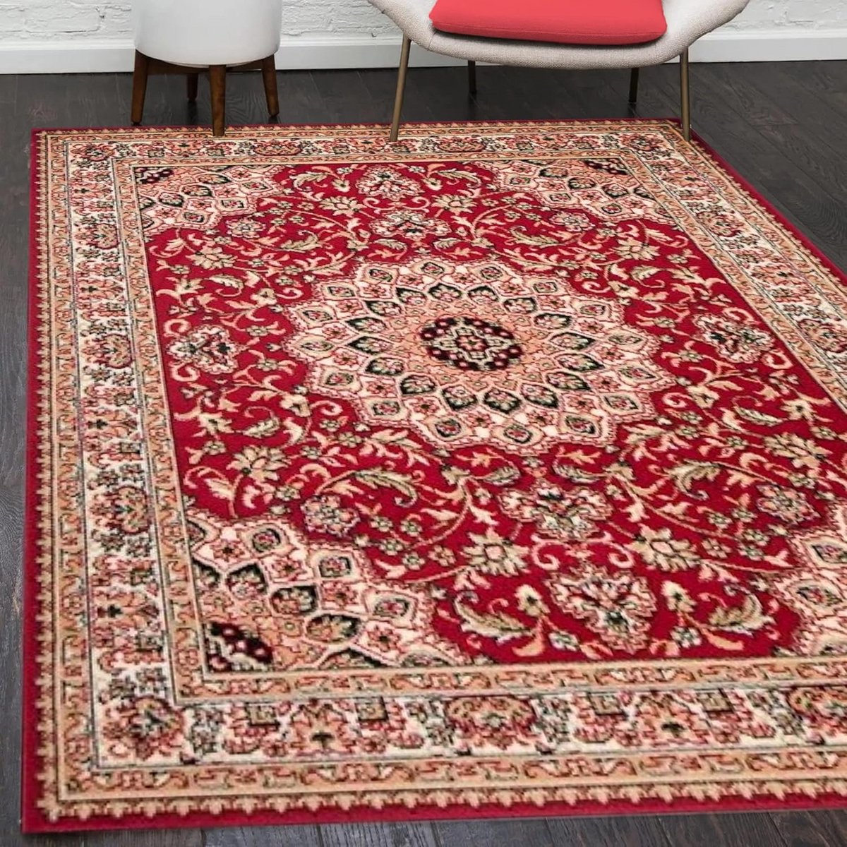 Klassiek Woonkamertapijt 300x400 cm Rood - Traditioneel Oriëntaals Medaillon Patroon - Hyp