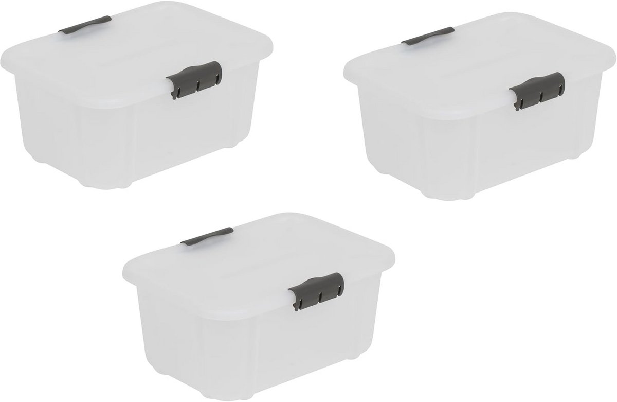 Set van 3 Universele Bewaardozen met Deksel, 8 Liter, Transparant