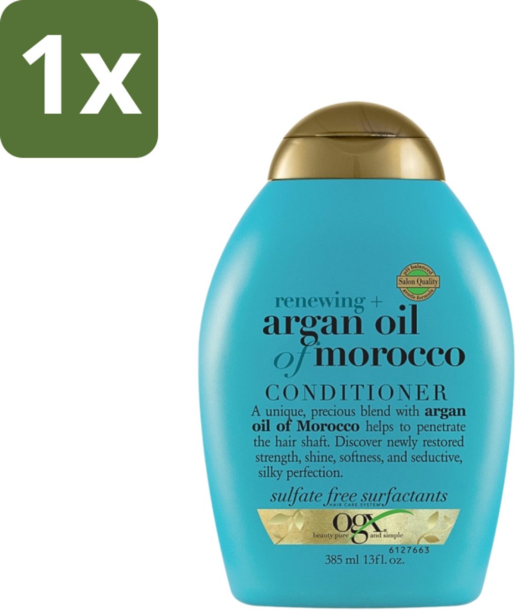 1 x OGX - Argan Oil of Morocco - Conditioner - Extra Sterk - Hydrate & Revive - 385 ml - Argan Oil Conditioner - Herstel Haar - Hydrate Haar - Beschadigd Haar - Krachtig Haar