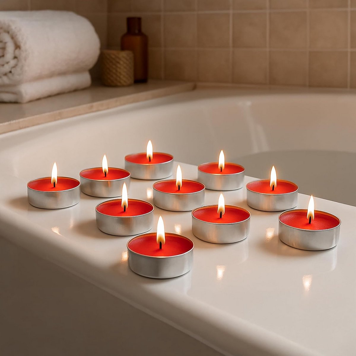 Lange Brandende Theelichtjes in Set voor Sfeer en Decoratie