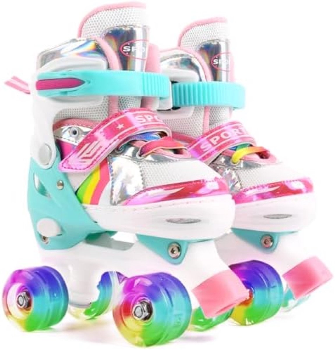 Verstelbare Rolschaatsen voor Kinderen met Lichtgevende Wielen – tot 37 Roze