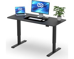 Infinity Goods Zit Sta Bureau - Elektrisch Verstelbaar In Hoogte - 140 x 60 CM - Zwart