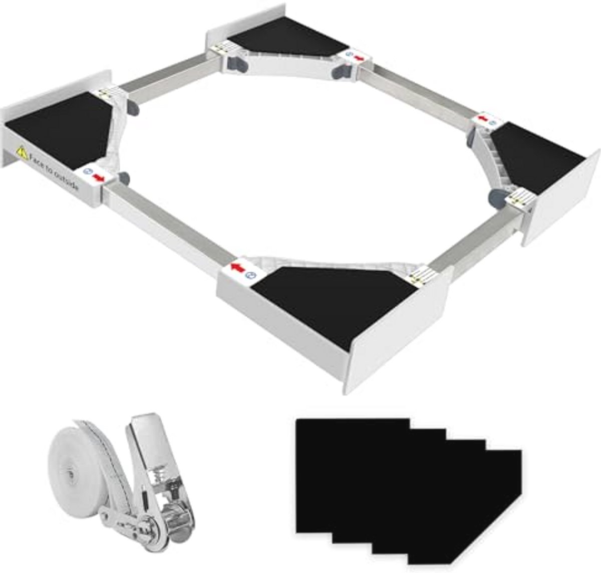 Universele wasmachine en wasdroger stapelkit met rateltouw - 46-66 cm