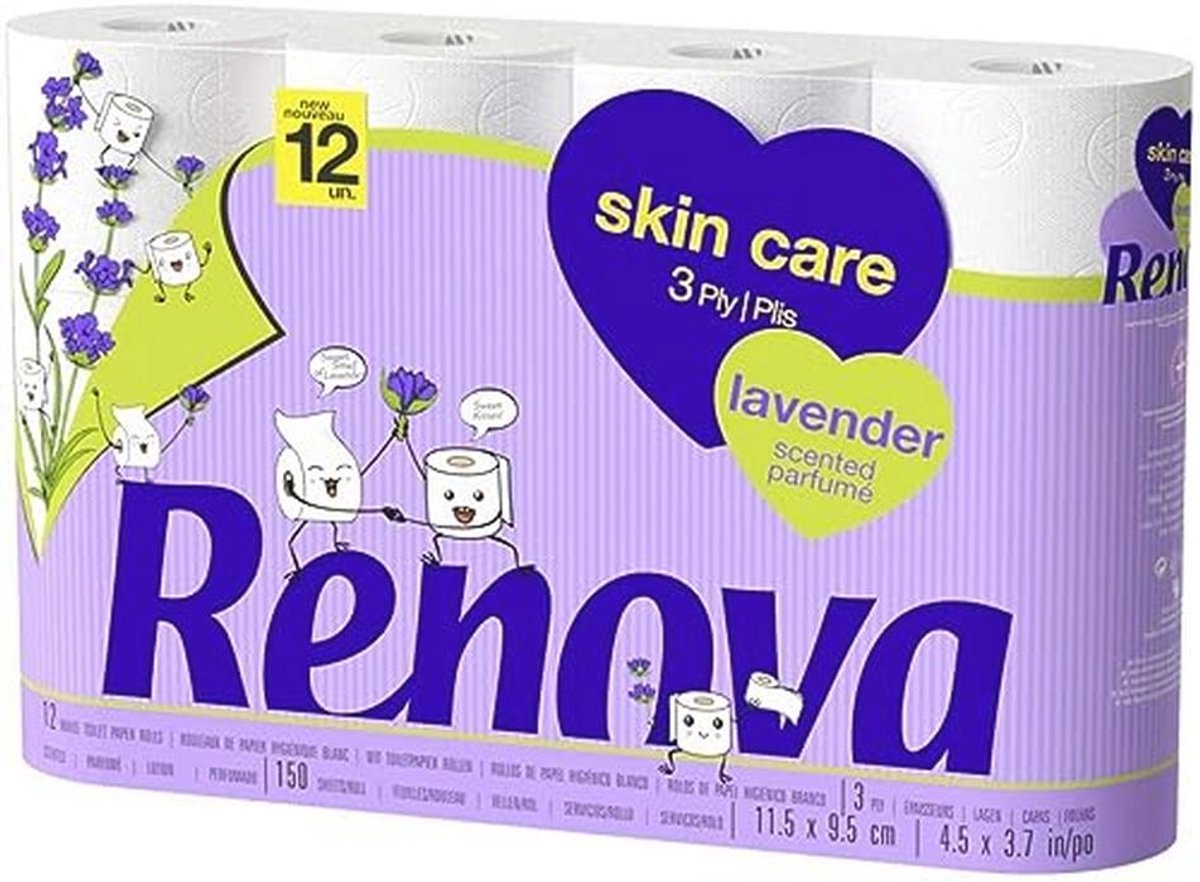 Lavendel Toiletpapier 12 Rollen - Hoogwaardige Hygiëneproduct