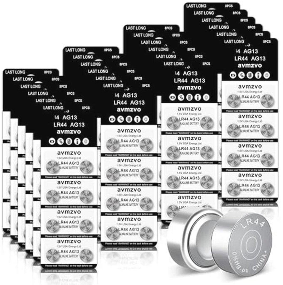 Knoopcelbatterijen LR44 - 160 stuks, 1,5 V, zonder kwik, ideaal voor diverse apparaten