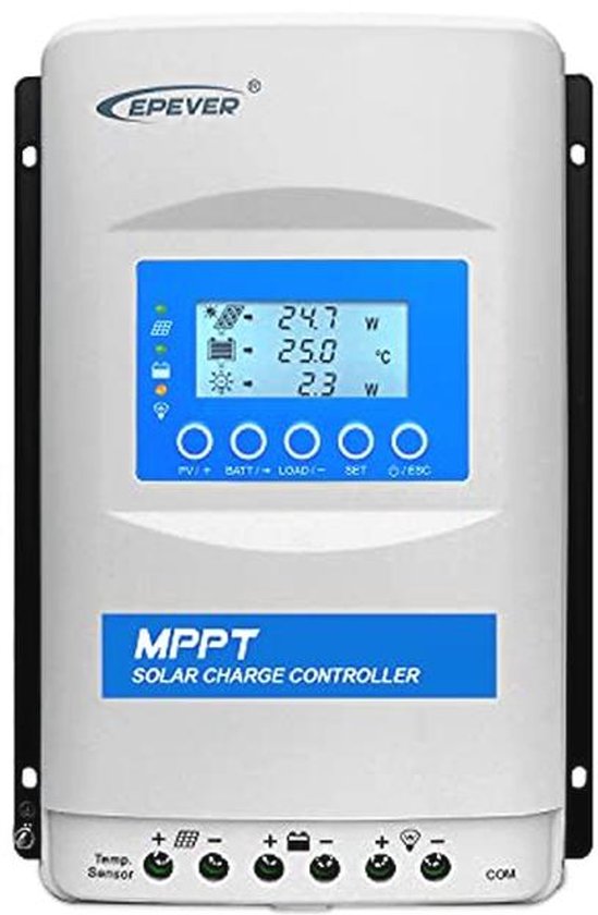 MPPT Zonne-laadregelaar 40A voor 12V/24V/36V/48V systemen - Geavanceerd LCD-display en hoge efficiëntie