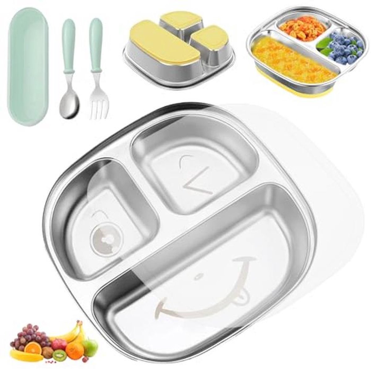 Antislip Baby Bord met Zuignap en Transparant Deksel