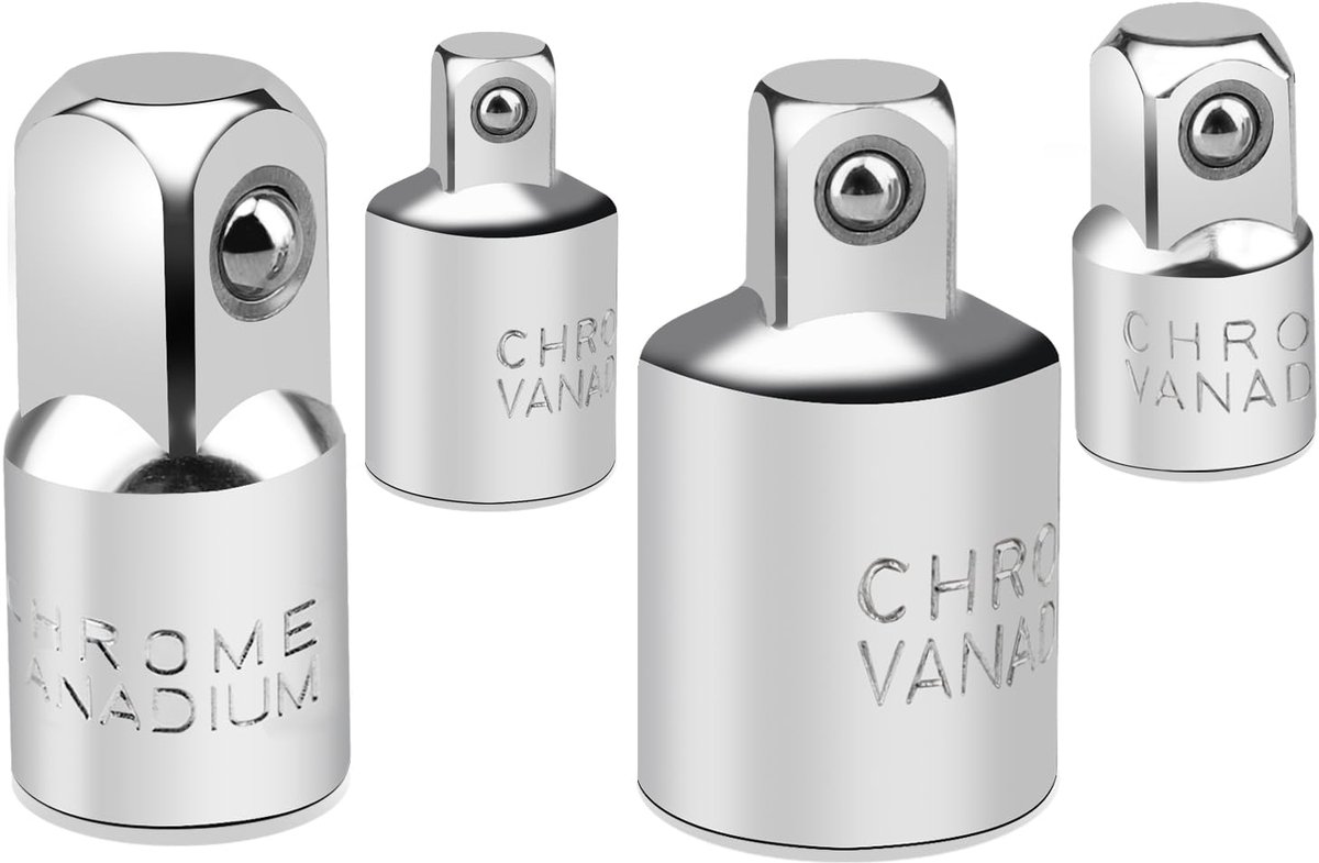 Ynkkvre – Dopadapter – 4-delige set ratel dopadapter – 1/2" naar 3/8", 3/8" naar 1/2", 1/4" naar 3/8", 3/8" naar 1/4" – voor doppen en bitjes