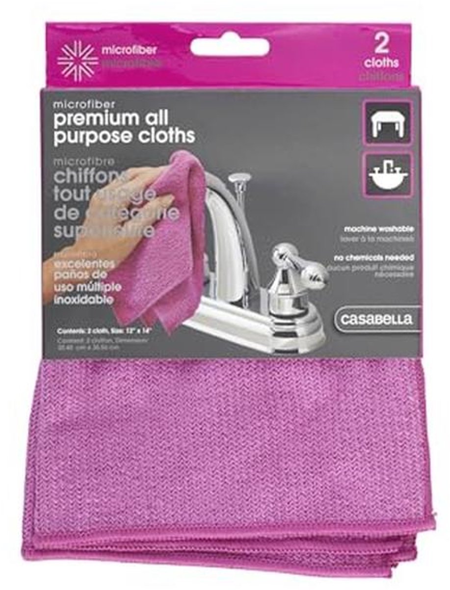 Microfiber Reinigingsdoeken 12" x 14" - Pack van 2 - Magenta
