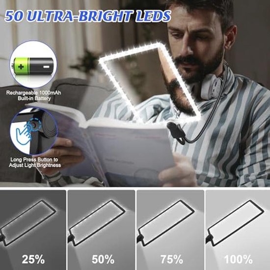 Oplaadbaar Vergrootglas met Licht - 5X Handsfree Vergrootglas voor Senioren met Flexibele Zwanenhals en Ultraheldere Lens van Merkloos — afbeelding 2