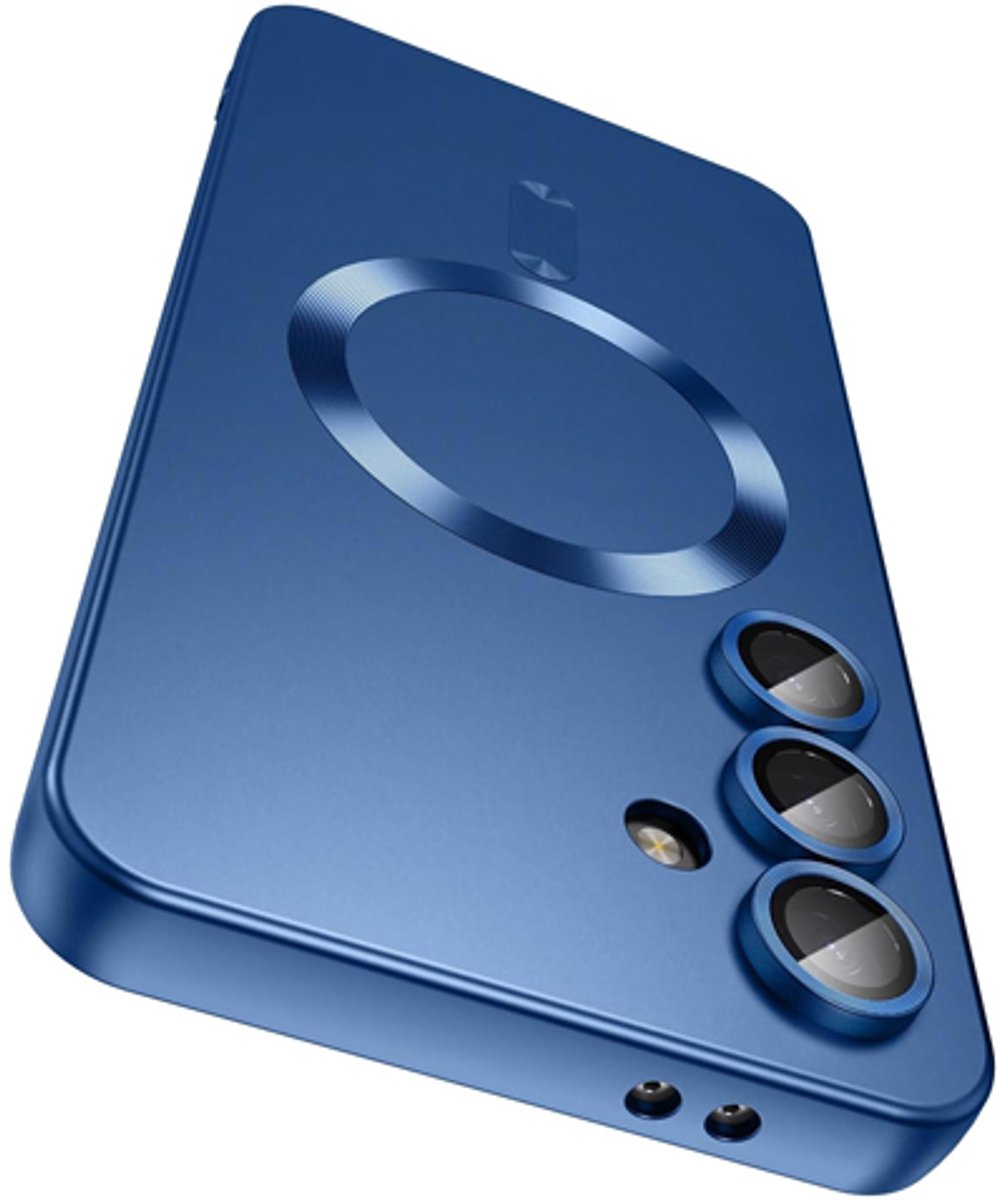 Geschikt voor Samsung A15 Matte Hoesje - Blauw - Camera Lens Bescherming - Back Cover - TPU