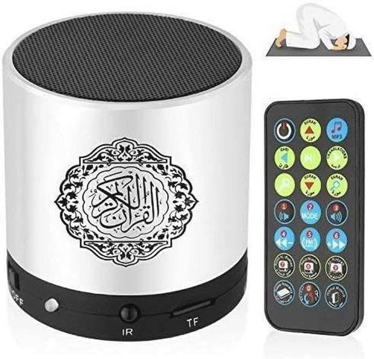 Draagbare Quran-luidspreker met Afstandsbediening en MP3-speler - Meer Dan 18 Voordragers en 15 Vertalingen