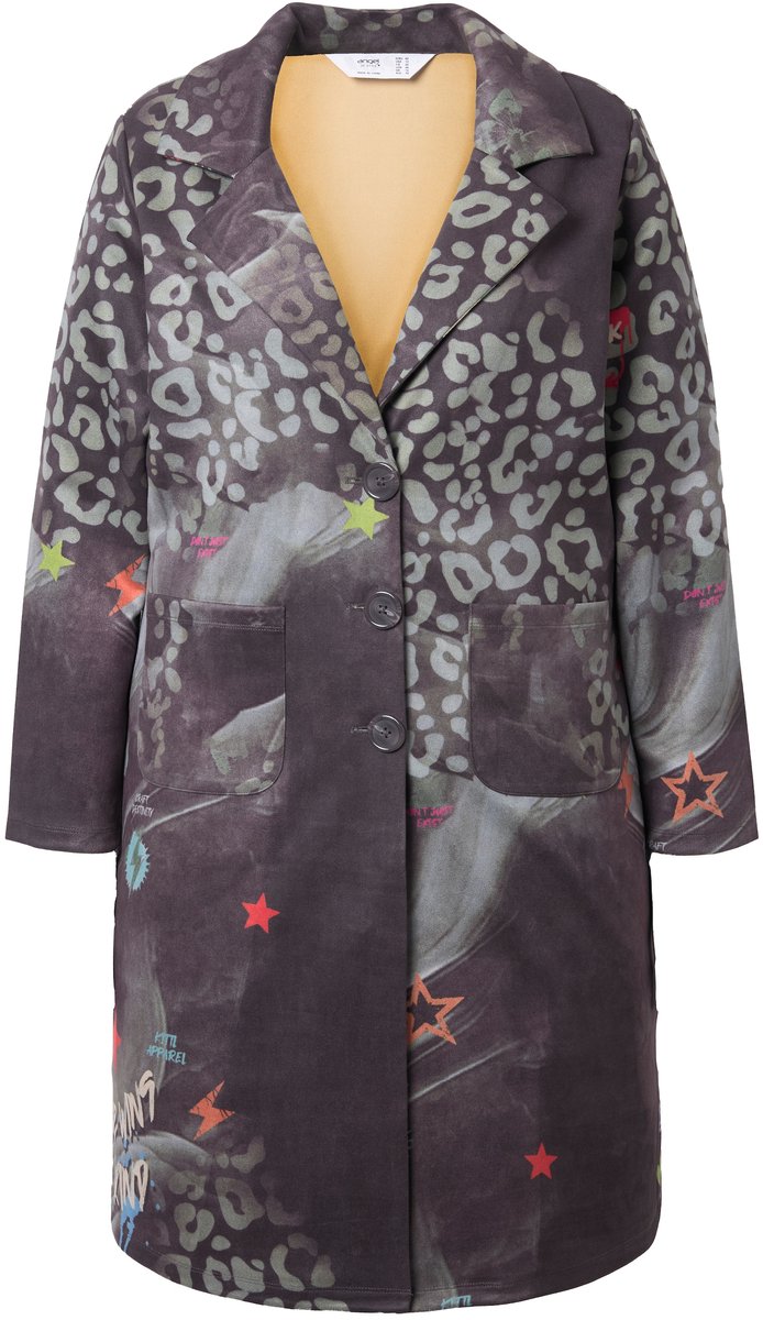 Angel of Style - Dames - Lange blazer comfortabele pasvorm patchprint - Antraciet - Maat 60