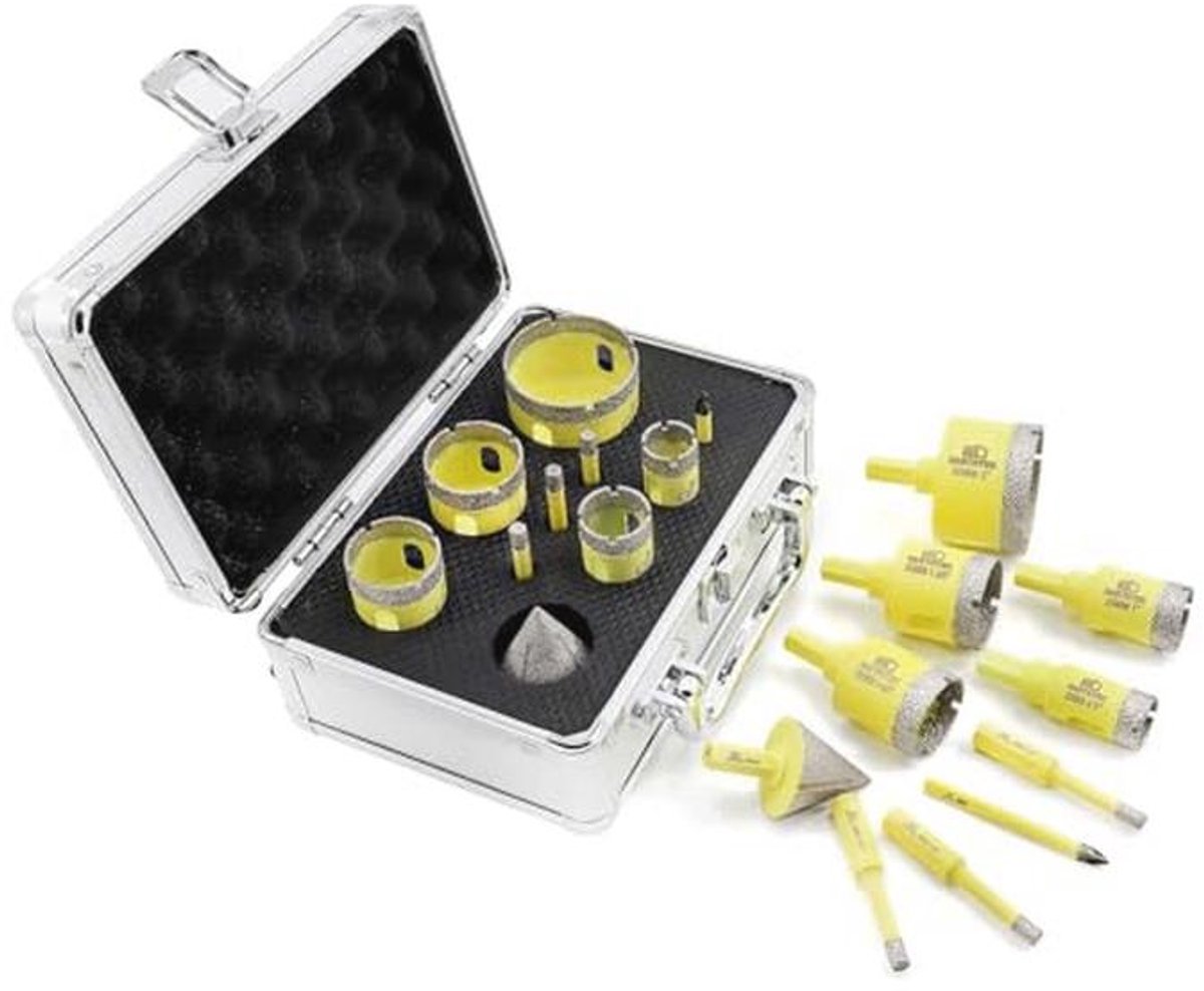 Diamantboor Set - 10 stuks, driehoekige schacht, voor Porselein, Tegels, Marmer en Graniet