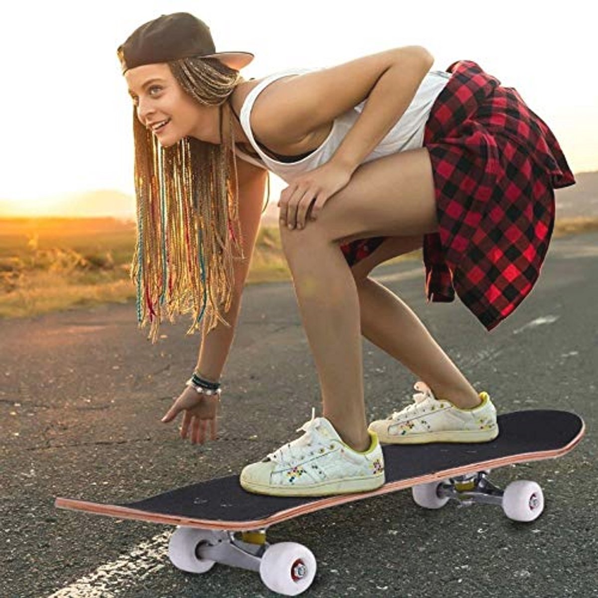 Compleet skateboard voor beginners en gevorderden - Ideaal voor kinderen en volwassenen - 7 lagen, dubbel kick-deck met T-tool