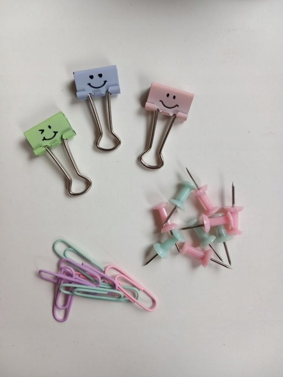 Pastel Klemm- en Papierklemmen Set voor Prikborden