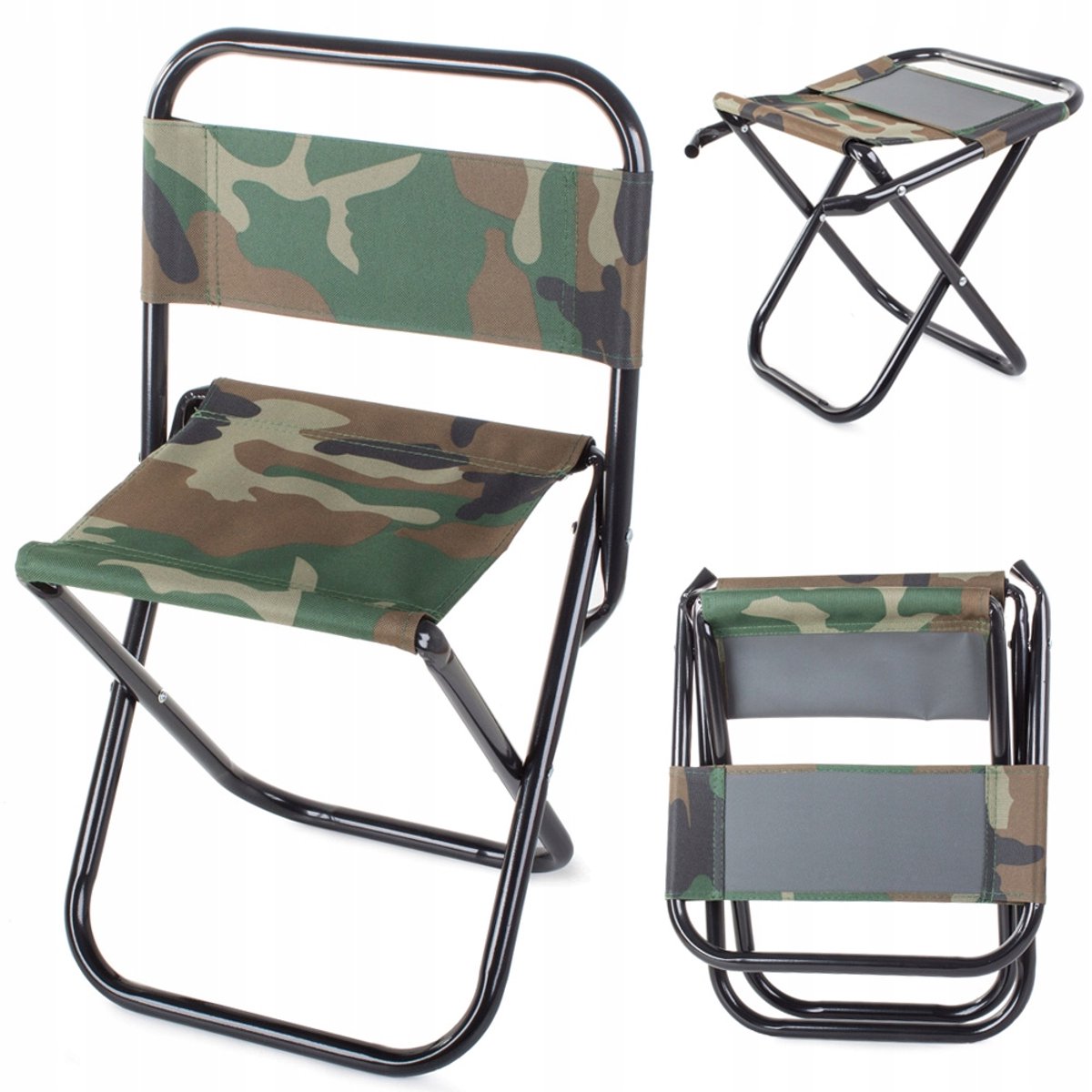 Opvouwbare Visstoeltje Campingstoel met Rugleuning Camouflage