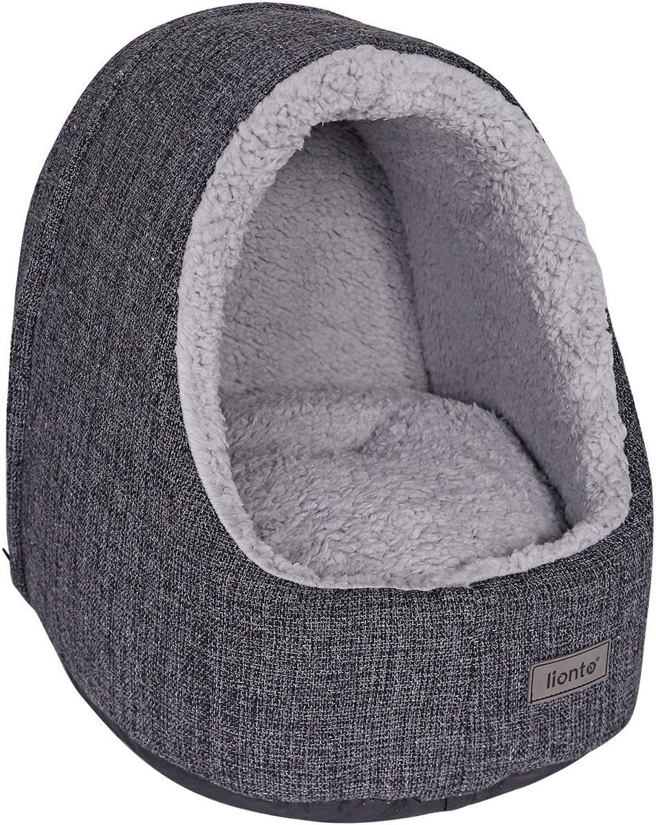 lionto kattenhol, zacht ligbed met uitneembaar kussen & antislip, donkergrijs