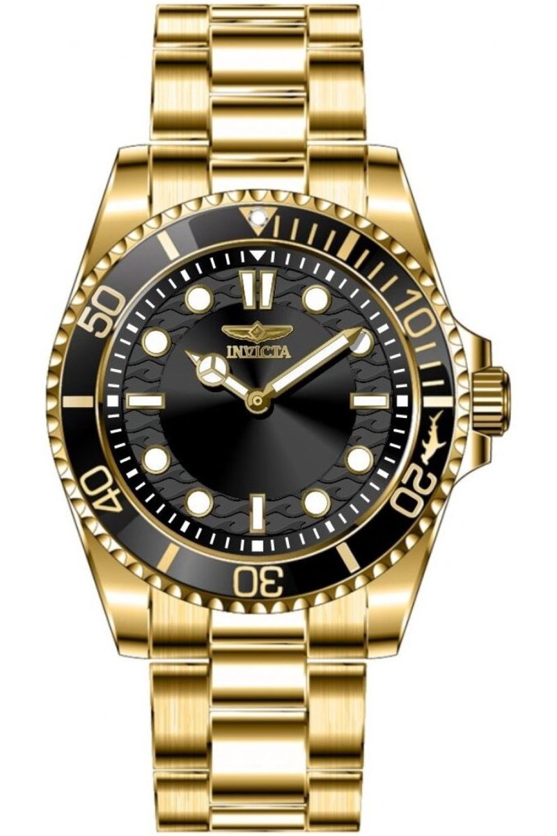 Invicta Pro Diver 49701 Heren Horloge - Waterdicht - Analoog - Quartz Uurwerk - Roestvrij Staal met zwarte Wijzerplaat - 43mm