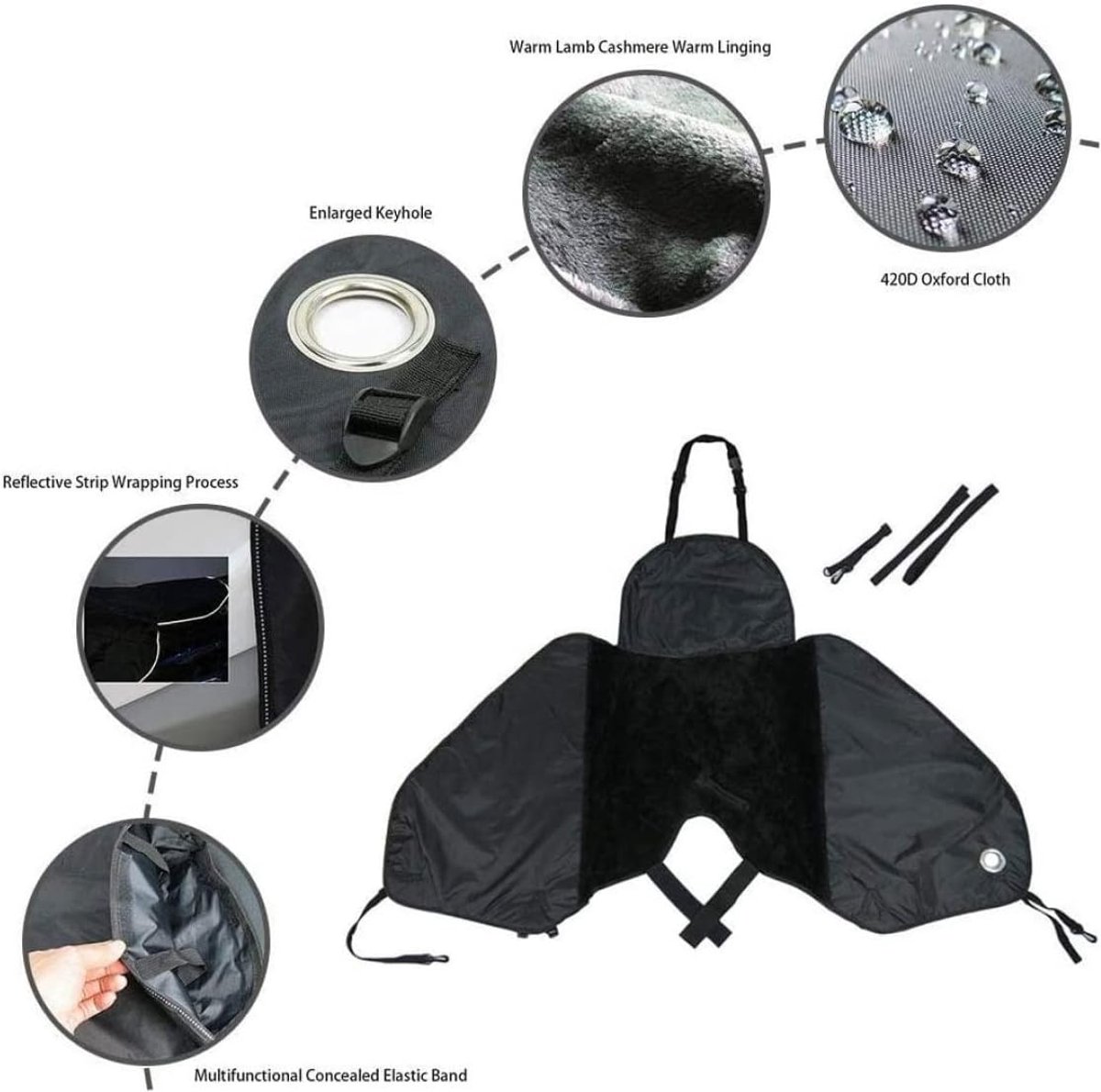 Scooter beenkleed - Scooter Heavy Duty – waterdicht winter schootdeken - voor regen en kou - winddicht en warm gevoerd - universeel passend voor scooter/moped/motor – foto 6