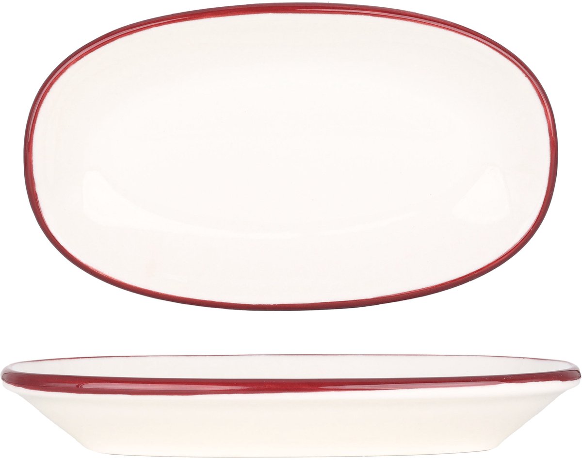 Bonna Serveerschaal - Linea Burgundy - Porselein - 19x11 cm - set van 2