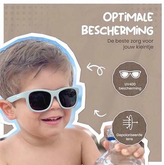 Flexibele baby zonnebril voor 1-3 jaar - gepolariseerde UV400 bescherming - verstelbaar elastiek - vierkante kinder zonnebril voor jongens en meisjes van Merkloos — afbeelding 3