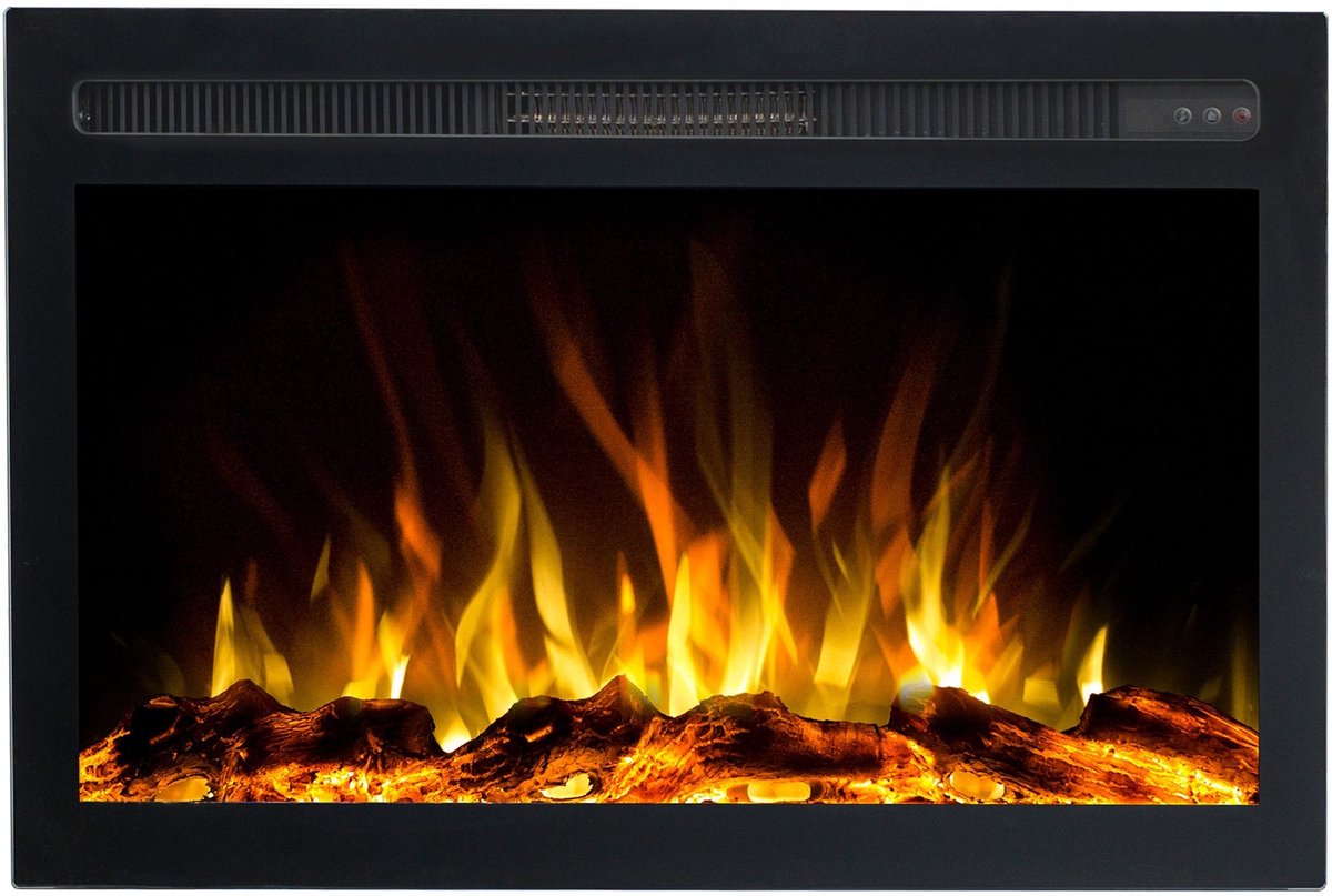 Elektrische inzethaard INFINITY - premium vlam - voor inbouw - 81x14x50 cm - LED-haard met verwarming 750/1500 W