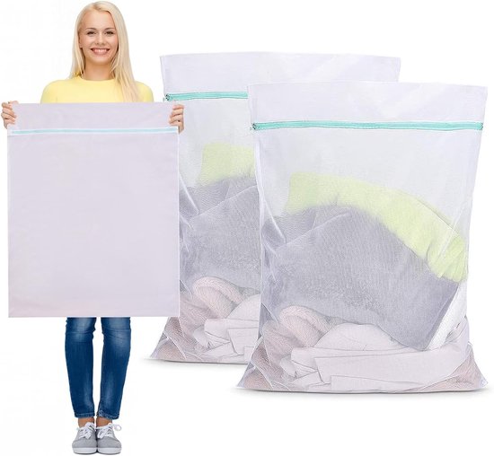 OTraki Waszakken 60 X 80 Cm 2 Stuks Mesh Waszakjes Herbruikbaar Wasmachine Tas Wasnetten Met Rits Voor Ondergoed Trui Jurk Blouse Sokken Vuile Kleren College Slaapzaal Reisorganisator 664643241