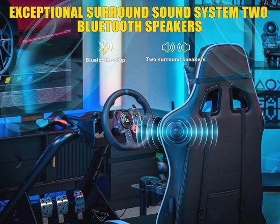 SIM Racing Cockpit Simulator met verstelbare stuurwielstandaard en luidsprekers van Merkloos — afbeelding 5