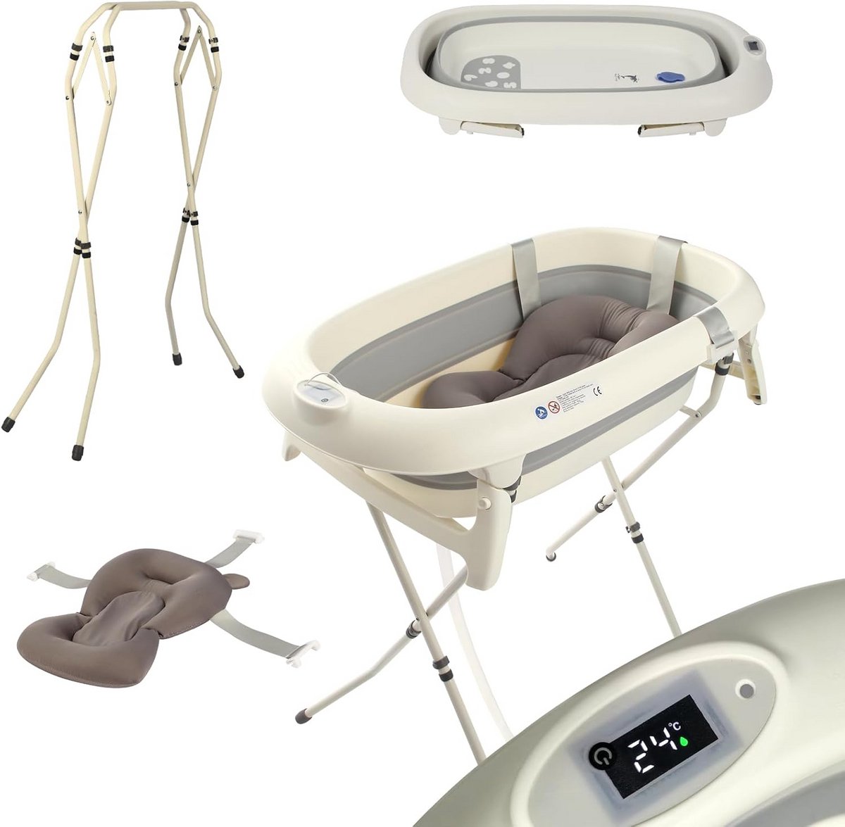 Compact Opvouwbaar Babybad met Thermometer en Ergonomisch Kussen