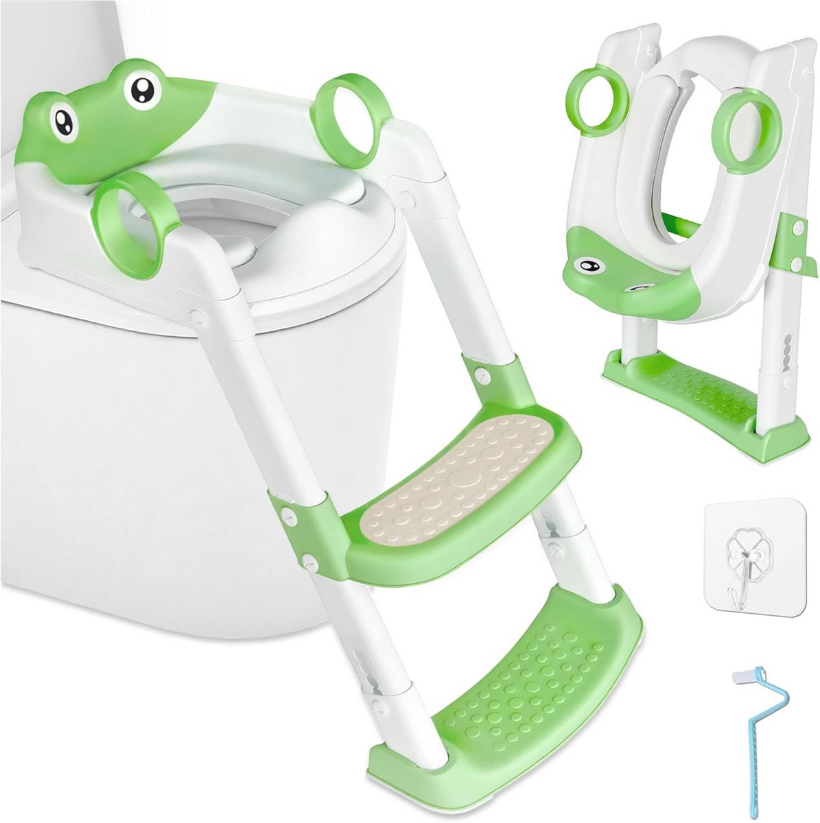 Kinder Toilet Stoel - Potty Trainer - Zelfstandig Toilet Gebruik - Opvouwbaar en Verstelbaar - Universele Pasvorm - Wit