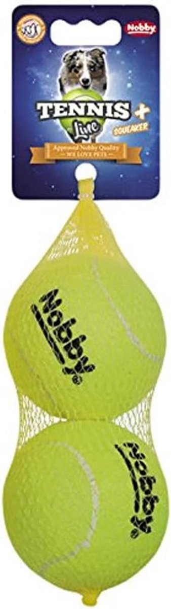 Set van 2 Hondenspeelballen met Pieper - Duurzaam Tennisbal Materiaal - Balletjes voor Apporteren en Spelen